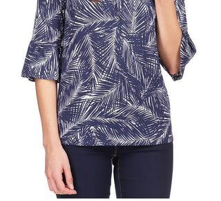 Blusa feminina Michael Kors com manga flare e alça larga, azul, tamanho pequeno