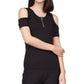 Blusa feminina Michael Kors com decote e ombro vazado, preta, tamanho pequeno e pequeno