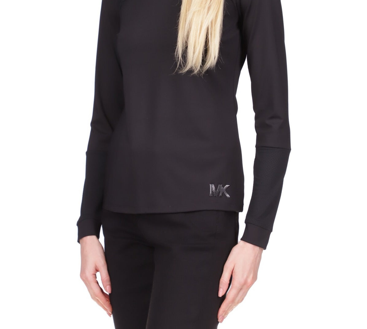 Top de malha feminino Michael Kors preto tamanho pequeno grande