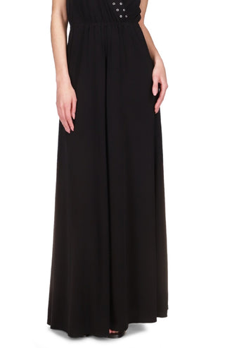 Vestido longo com ilhós falso Michael Kors feminino, preto, tamanho pequeno e pequeno