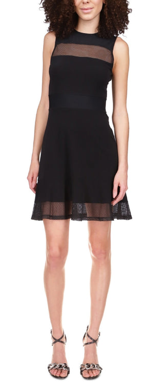 Vestido Michael Kors Feminino Mesh TrimFit &amp; Flare Preto Tamanho Pequeno Extra Grande
