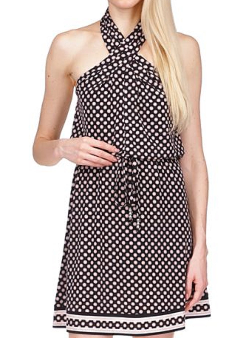 Vestido torcido feminino Michael Kors, rosa, tamanho pequeno, extrapequeno