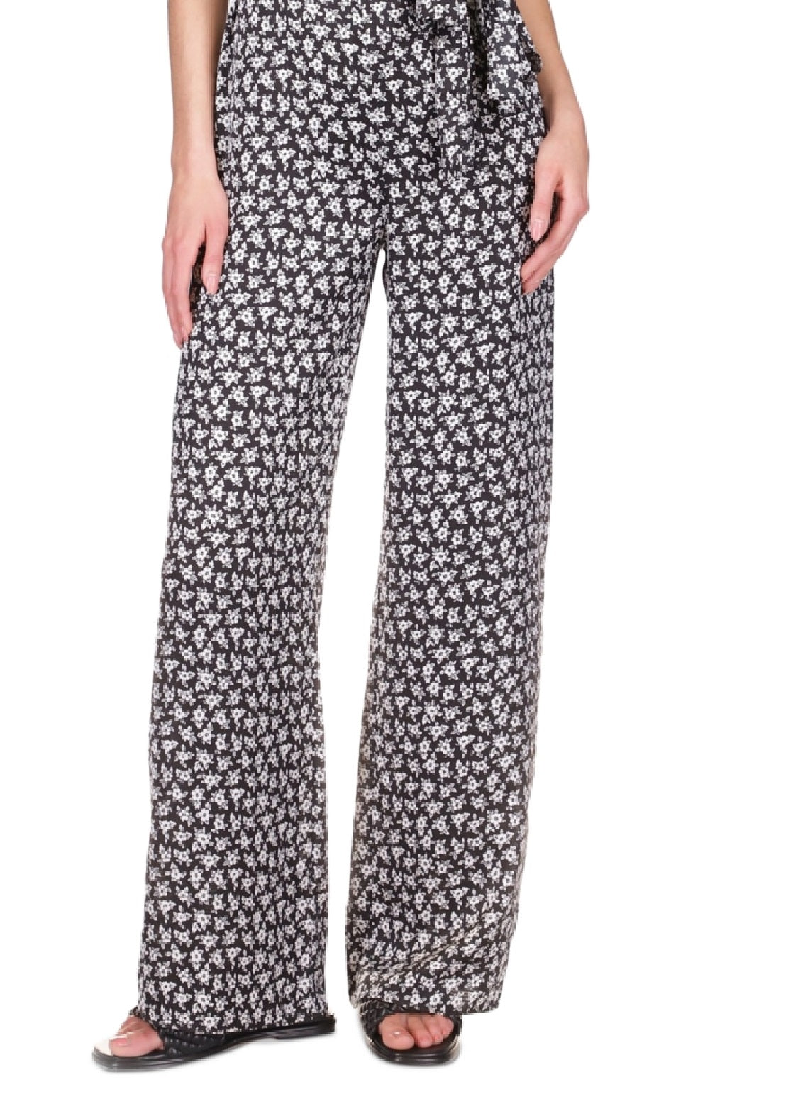 Macacão feminino sem mangas de cetim floral Michael Kors, preto, tamanho pequeno grande