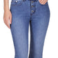 Calça Jeans Curta Michael Kors Feminina Flare com Bainha Desfiada Azul Tamanho 2 Petite