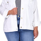 Jaqueta jeans feminina Michael Kors com botões, branca, tamanho 1X
