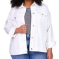 Jaqueta jeans feminina Michael Kors com botões, branca, tamanho 1X