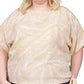 Blusa feminina Michael Kors com estampa de palmeira e amarração lateral, marrom, tamanho 3X
