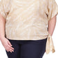 Blusa feminina Michael Kors com estampa de palmeira e amarração lateral, marrom, tamanho 3X
