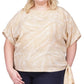 Blusa feminina Michael Kors com estampa de palmeira e amarração lateral, marrom, tamanho 3X