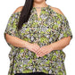 Blusa feminina Michael Kors com detalhe de corrente e ombro vazado, bainha com lenço, floral, manga curta, abertura para fechadura, verde, tamanho 2X
