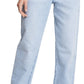 Calça jeans feminina Michael Kors dobrável, cintura alta, perna larga, azul, tamanho 12