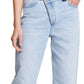 Calça jeans feminina Michael Kors dobrável, cintura alta, perna larga, azul, tamanho 12