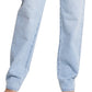 Calça jeans feminina Michael Kors dobrável, cintura alta, perna larga, azul, tamanho 12
