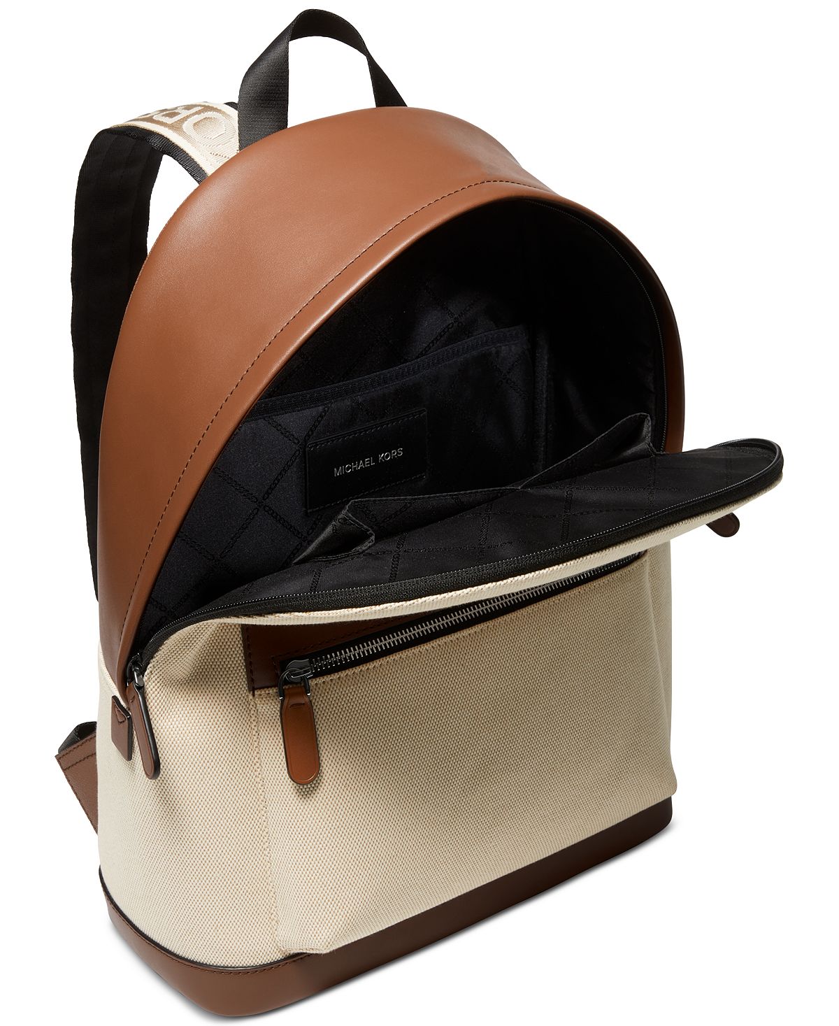 Mochila Masculina Michael Kors Mason Two Tons Canvas Branca Tamanho Regular