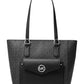Bolsa tote feminina Michael Kors Joey média com aba e bolso, preta, tamanho regular