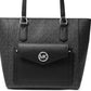 Bolsa tote feminina Michael Kors Joey média com aba e bolso, preta, tamanho regular