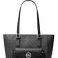 Bolsa tote feminina Michael Kors Joey média com aba e bolso, preta, tamanho regular