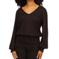 Blusa Michael Kors Feminina com Acabamento Smocked, Preta, Tamanho Grande