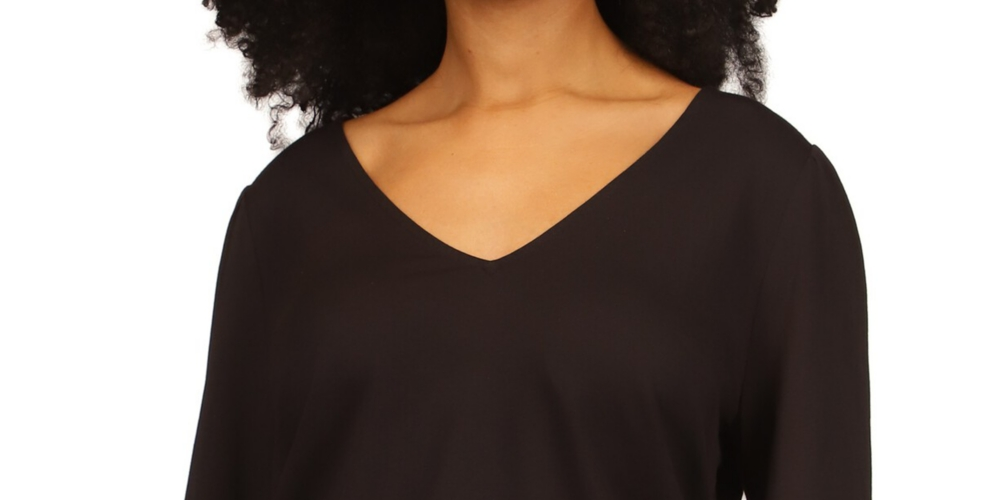 Blusa Michael Kors Feminina com Acabamento Smocked, Preta, Tamanho Grande