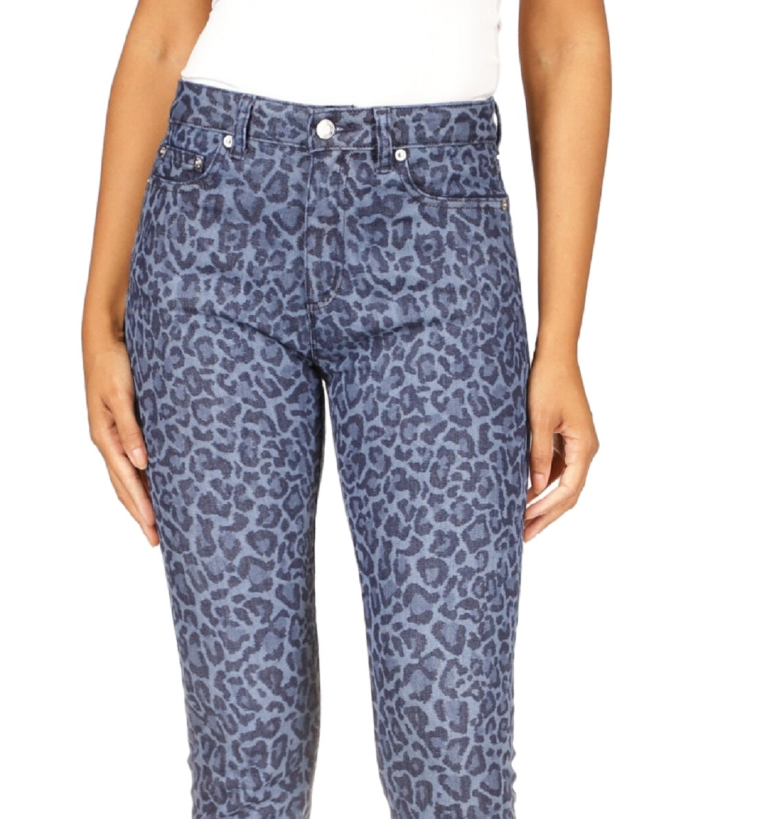 Calça Jeans Skinny Reta Selma Cintura Alta Feminina Michael Kors Azul Tamanho 10 Petite
