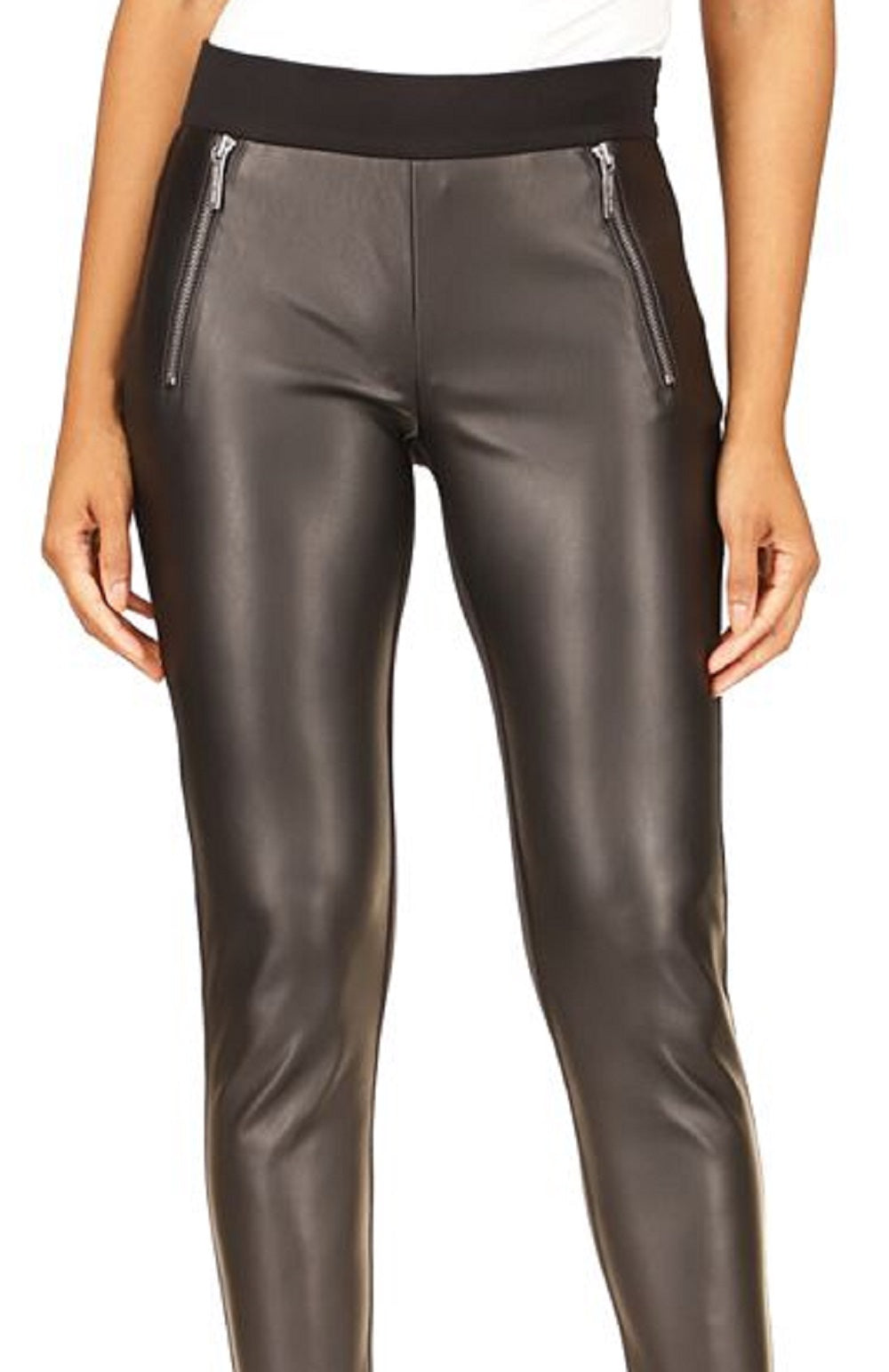 Calça skinny feminina Michael Kors Mix Media, preta, tamanho pequeno médio