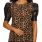 Camiseta feminina Michael Kors com manga bufante, marrom, tamanho pequeno e pequeno