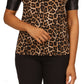 Camiseta feminina Michael Kors com manga bufante, marrom, tamanho pequeno e pequeno