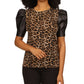 Camiseta feminina Michael Kors com manga bufante, marrom, tamanho pequeno e pequeno