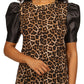 Camiseta feminina Michael Kors com manga bufante, marrom, tamanho pequeno médio
