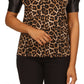 Camiseta feminina Michael Kors com manga bufante, marrom, tamanho pequeno médio