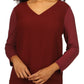 Blusa túnica feminina Michael Kors com aparência em camadas, vermelha, tamanho pequeno