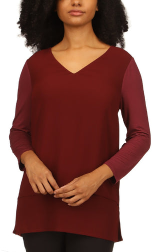 Blusa túnica feminina Michael Kors com aparência em camadas, vermelha, tamanho pequeno