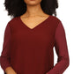 Blusa túnica feminina Michael Kors com aparência em camadas, vermelha, tamanho pequeno