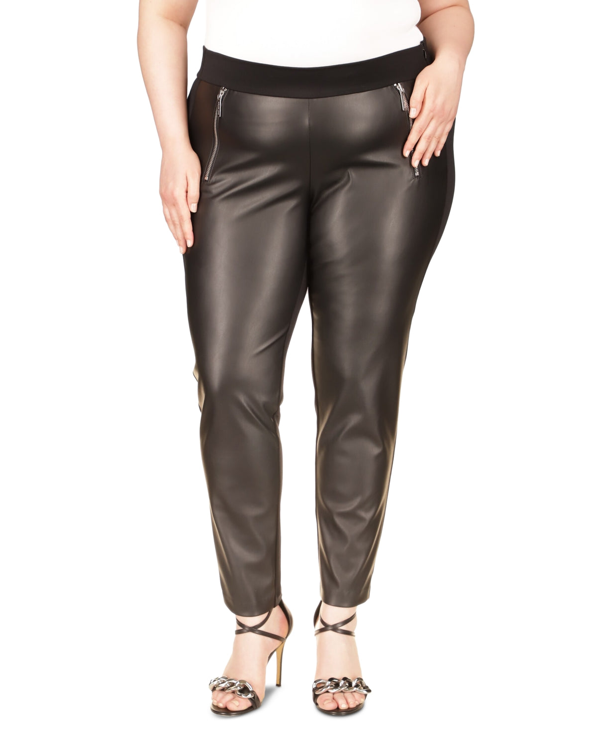 Calça skinny feminina Michael Kors Mix Media preta tamanho 2X