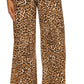 Calça feminina Michael Kors com estampa de chita, tamanhos marrom