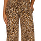 Calça feminina Michael Kors com estampa de chita, tamanhos marrom