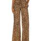 Calça feminina Michael Kors com estampa de chita, tamanhos marrom