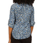Blusa Michael Kors Feminina Wildcat Estampada com Zíper Frontal Azul Tamanho X-S
