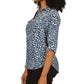 Blusa Michael Kors Feminina Wildcat Estampada com Zíper Frontal Azul Tamanho X-S