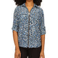 Blusa Michael Kors Feminina Wildcat Estampada com Zíper Frontal Azul Tamanho X-S
