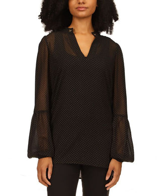 Top Michael Kors Feminino Dewdrop com Acabamento em Ilhós Preto Tamanho Grande