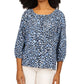 Blusa Michael Kors Wildcat Print Peasant Feminina Azul Tamanho P