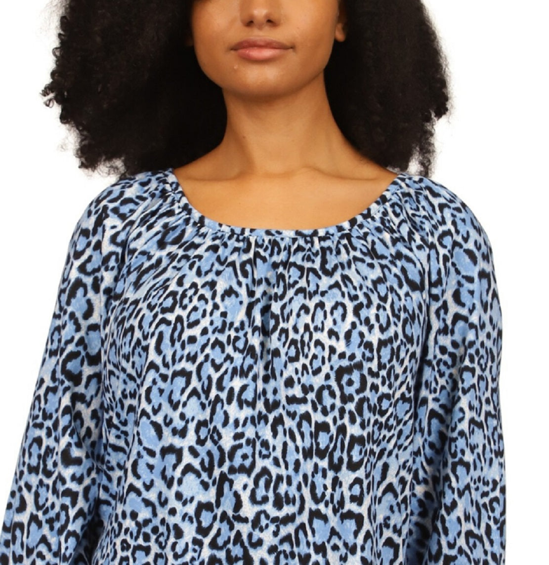Blusa Michael Kors Wildcat Print Peasant Feminina Azul Tamanho P