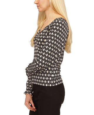 Blusa Michael Kors Feminina com Estampa Mod Rouched, Branca, Tamanho Médio