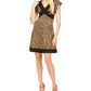 Vestido feminino Michael Kors com zíper e sem forro, estampa animal, manga curta, decote em V, acima do joelho, tamanho extragrande