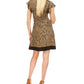 Vestido feminino Michael Kors com zíper e sem forro, estampa animal, manga curta, decote em V, acima do joelho, tamanho extragrande