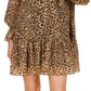 Vestido feminino Michael Kors Tenty com estampa animal, marrom, tamanho grande