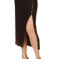 Vestido midi feminino Michael Kors com fenda e botões, preto, tamanho grande