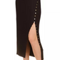 Vestido midi feminino Michael Kors com fenda e botões, preto, tamanho extragrande