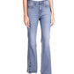 Calça jeans feminina Michael Kors Selma Shank com bainha abotoada e perna larga, azul, tamanho 16